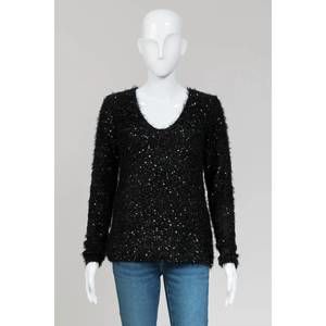 NEW NUAGE sequin knit sweater in black/silver